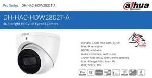 دوربین مداربسته آنالوگ دام داهوا HD-CVI مدل DH-HAC-HDW2802TP-A